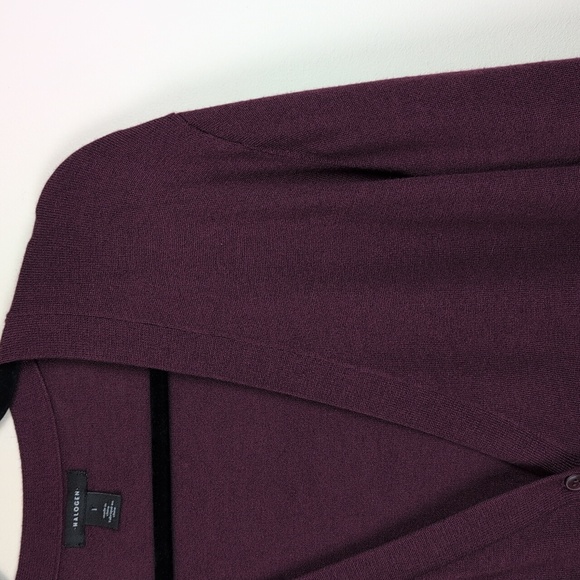 Halogen V-neck Cardigan Sweater Fine Gauge Knit Cropped Size L - Picture 3 of 9